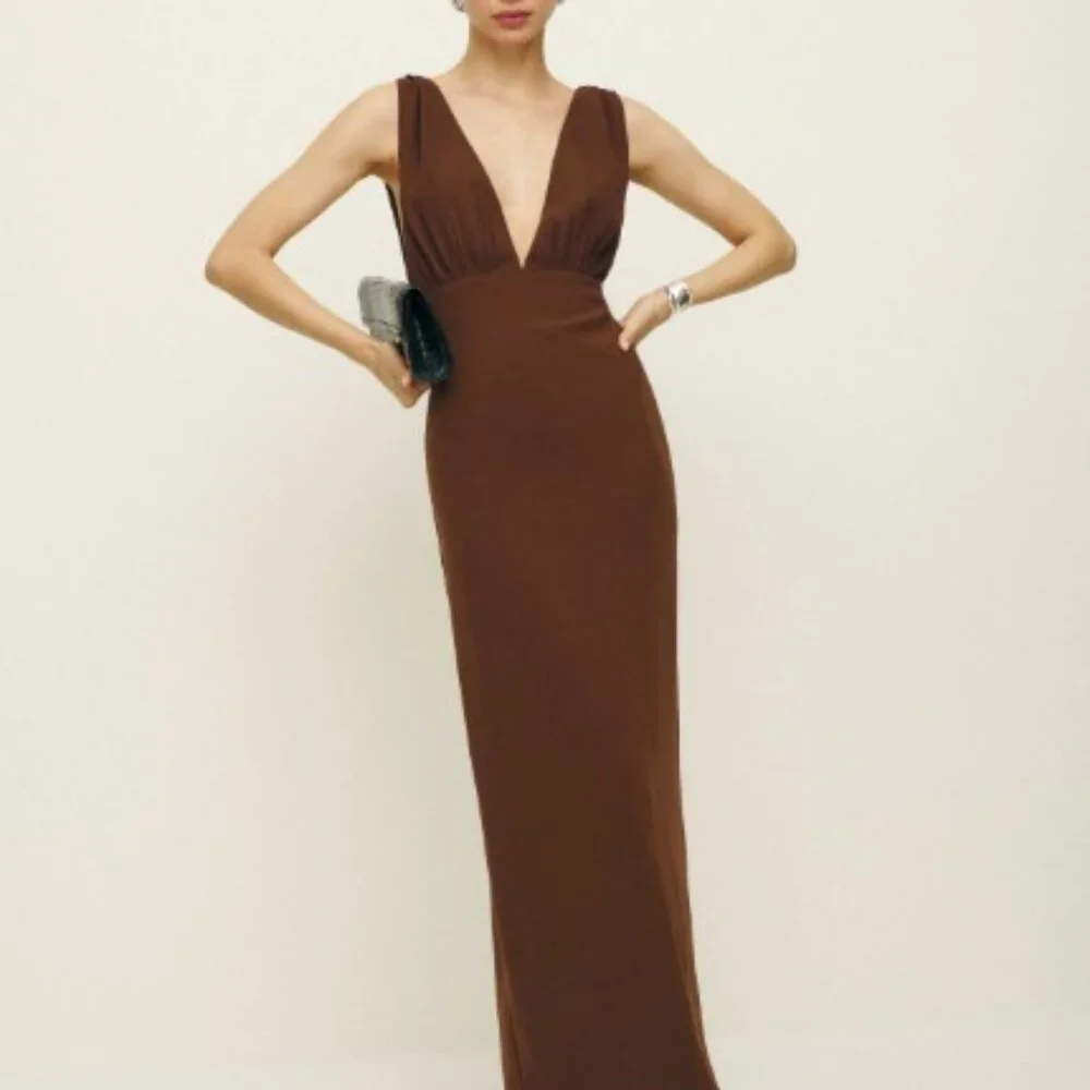 Reformation Velda Dress Brown - Size 8 - New with tags - Picture 2 of 6